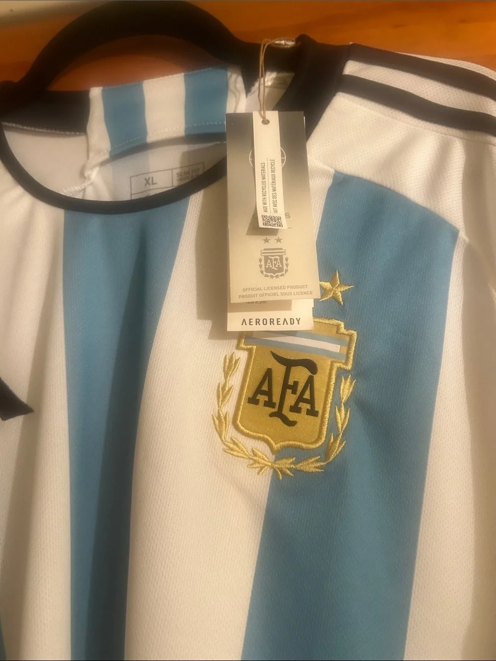 adidas Argentina Home Soccer Jersey White and Light Blue. New. With tag